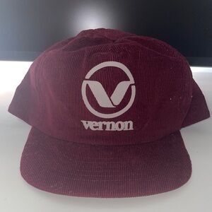 Vintage Vernon Maroon Corduroy Hat One Size Fits All 90s Trucker Hat